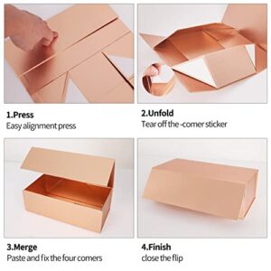 Gift Box Rose Gold with Magnetic Closure Lid 10" X 6" X 3" Gift Box for Presents,Luxury for Gift Packaging, Bridesmaid Gifts Box, Magnetic Gift Box for Gifts, Cute Box,Birthday Gift Box,Christmas Gift Box(Rose Gold)