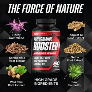 Performance Booster for Men - Enhance Energy, Endurance, Stamina, Strength, Drive & Muscle Growth - Natural Male Enhancing Supplement with Tongkat Ali, Horny Goat Weed & Saw Palmetto - 60 Capsules