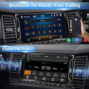 7 Inch Double Din Car Stereo Support Apple CarPlay Android Auto Mirror Link Capacitive Touchscreen Monitor Car Play Radio with Bluetooth 5.0, FM Radio, USB/TF/AUX Port, Backup Camera, Remote Control