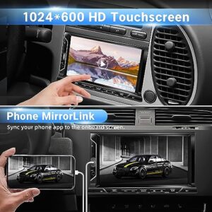 7 Inch Double Din Car Stereo Support Apple CarPlay Android Auto Mirror Link Capacitive Touchscreen Monitor Car Play Radio with Bluetooth 5.0, FM Radio, USB/TF/AUX Port, Backup Camera, Remote Control