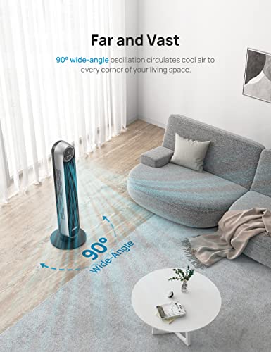 Dreo Nomad One S Smart WiFi Tower Fan with Remote, Alexa Fan,Silver,36inch,DR-HTF007S-Vine