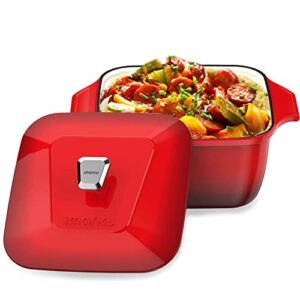 dutch oven, imarku 3.5 quart enameled cast iron dutch oven pot with lid for braising, broiling, frying, bread baking, roast turkey, oven safe up to 550°f, enamel coating, nonstick easy to clean (3.5qt, red)