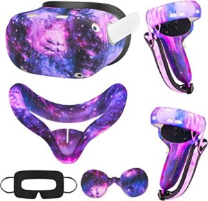 relohas accessories for oculus quest 2, vr accessory set for meta quest 2, include controller grip leather cover, vr shell cover, face cover, the best gifts for christmas and halloween(galaxy purple)