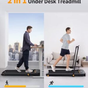 UREVO 2 in 1 Under Desk Treadmill, 2.5HP Folding Electric Treadmill Walking Jogging Machine for Home Office with Remote Control