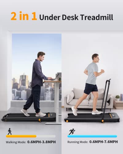 UREVO 2 in 1 Under Desk Treadmill, 2.5HP Folding Electric Treadmill Walking Jogging Machine for Home Office with Remote Control