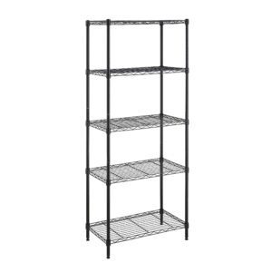 amazon basics 5-shelf adjustable storage shelving unit, 200 pound loading capacity per shelf, steel organizer wire rack, 24 x 14 x 60 inches (lxwxh), black