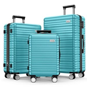 beow luggage sets 3 piece hardside expandable luggage set clearance suitcase sets with wheels tsa lock 20''/24''/28''(teal blue)