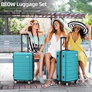 BEOW Luggage Sets 3 Piece Hardside Expandable Luggage Set Clearance Suitcase Sets with Wheels TSA Lock 20''/24''/28''(Teal Blue)