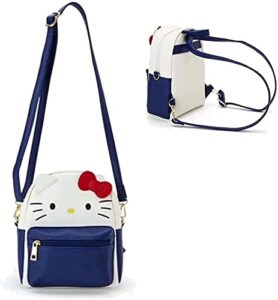 alorve anime cute cartoon bag cosplay shoulder bag backpack handbag pu schoolbags for kids girls fans(navy blue)