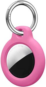 air tags keyring compatible with apple airtag case,air tag airtags holder keychain, for airtags holder airtag cover,pets collar,for keys,bags air tags keyring compatible with apple airtag case (pink)