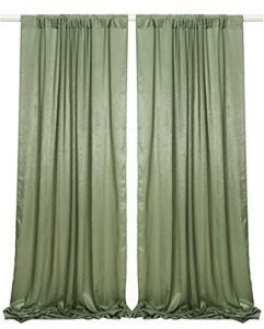 sherway 2 panels 4.8 feet x 10 feet sage green thick satin wedding backdrop drapes, non-transparent window curtains for party ceremony stage decoration