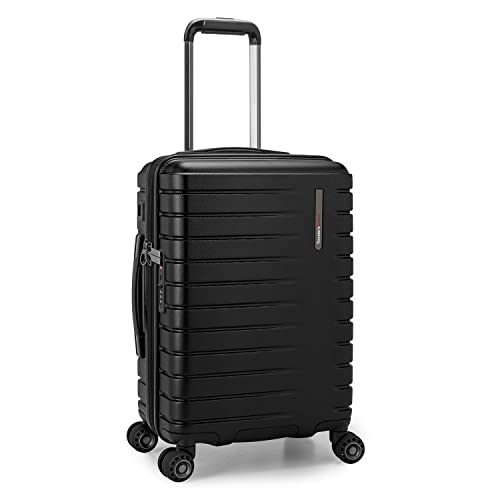 Traveler's Choice Archer Polycarbonate Hardside Spinner Luggage Set, Tie Down Straps, Black, Carry-On 21-Inch