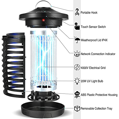 Smart Bug Zapper Indoor Outdoor Flying Insect Trap, Electric Zappers can be APP Remote and Voice Control, Compatible with Alexa and Google Home