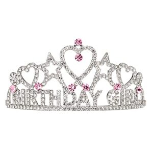xo, fetti birthday girl tiara | rhinestone metal birthday supplies, bday girl decoration, princess party celebration