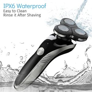 Electric Razor for Men, Mens Rotary Shavers, 4D Rechargeable Electric Shavers for Men, Wet & Dry Use, LCD Display, Child Lock, USB Ceramic Cordless Rechargeable Cordless Men's Rotary Shavers