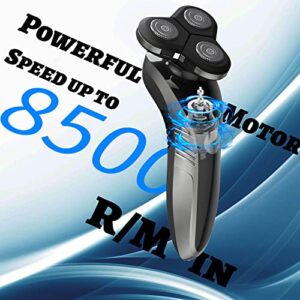 Electric Razor for Men, Mens Rotary Shavers, 4D Rechargeable Electric Shavers for Men, Wet & Dry Use, LCD Display, Child Lock, USB Ceramic Cordless Rechargeable Cordless Men's Rotary Shavers