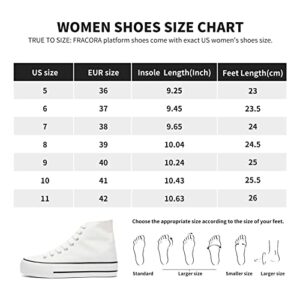 FRACORA Womens High Top Canvas Shoes White Black Platform Sneakers Lace Up Shoes for Women Casual(White,US7)