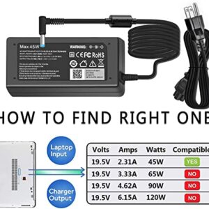 45W 19.5V 2.31A for HP Laptop Charger Blue Tip, HP Pavilion x360 11 13 15, Zbook 14u G4 G5 15u 15 G3, 15-f111dx 15-f211wm 15-f233wm 15-f278nr 15-r052nr 15-r132wm with Power Cord