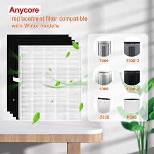 Anycore 115115 Size 21 Replacement Filter A Compatible with Winix C535, PlasmaWave 5300, 5300-2, 6300, 6300-2, P300, 9000, 5000, 5000B, H13 True HEPA Filter