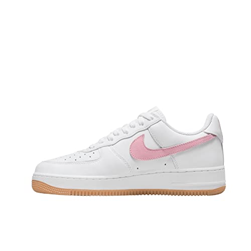 Nike Men's Air Force 1 Low Shoe, White/Pink-gum Yellow-metallic, 9