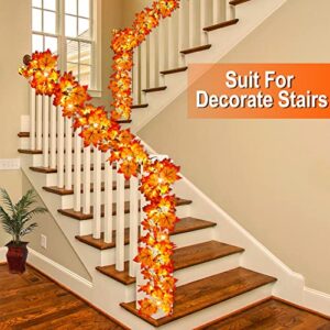 [ Timer & Thicker Leaves ] 3 Pack Fall Garland Lights Fall Decoration Home Total 120 Leaves 60LED 30Ft Waterproof Battery Powered Two Leaves Paired with each Bright LED Halloween Thanksgiving Decor