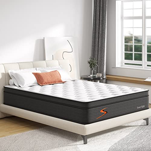 Sweetnight King Mattress, 10 Inch King Size Hybrid Mattress, Gel Bamboo Charcoal Mattress with Individually Wrapped Spring for Motion Isolation & Cool Sleep, Siesta