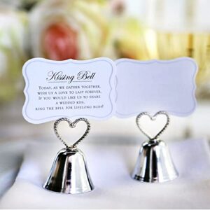 Kate Aspen 48PCS Silver Place Card/Photo Holder, Kissing Bells Design Celebration Decor for Wedding, Bridal Shower & Anniversary Party