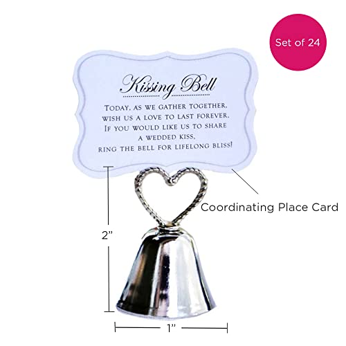 Kate Aspen 48PCS Silver Place Card/Photo Holder, Kissing Bells Design Celebration Decor for Wedding, Bridal Shower & Anniversary Party