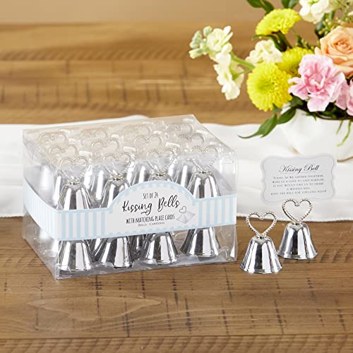 Kate Aspen 48PCS Silver Place Card/Photo Holder, Kissing Bells Design Celebration Decor for Wedding, Bridal Shower & Anniversary Party