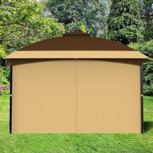 SunCula Replacement Gazebo Curtains Universal Privacy Shade Curtains 4-Panels sidewall with Zipper Outdoor Curtains (12'x14', Khaki, Only Curtains)