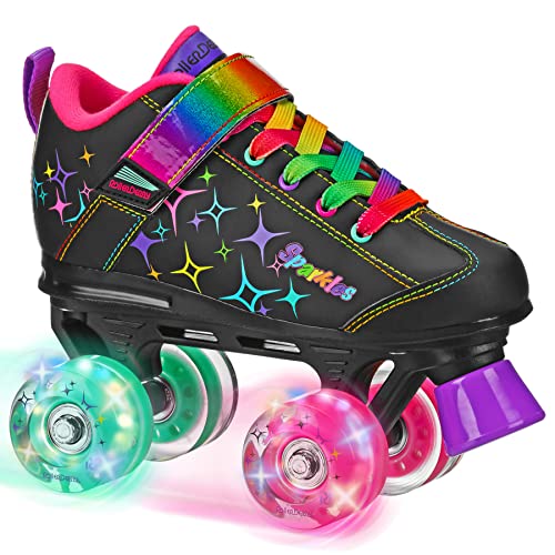 Roller Derby Sparkles Lighted Roller Skates Black/Rainbow Size 5