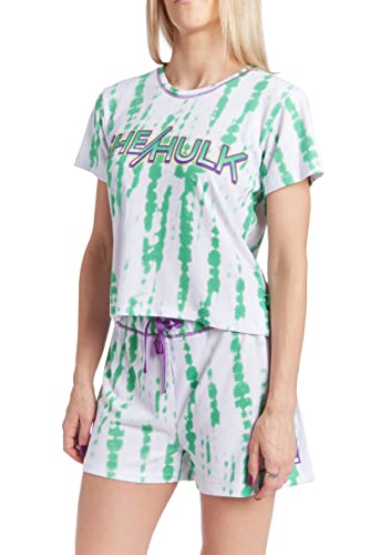 Marvel She Hulk Womens Pullover Pajama Shirt and Shorts Sleep Set Tie Dye Multicolor Large