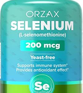 ORZAX Selenium, Helps Antioxidant & Immune Support System, Selenomethionine 200mcg, Thyroid Support* for Women and Men, Yeast and Dairy Free, 180 Vegetable Capsules (180 Day Supply)