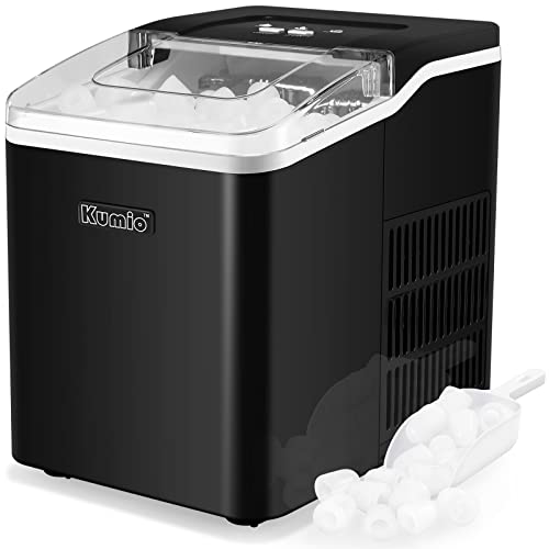 KUMIO Ice Machine Maker Countertop, 9 Bullet Ice Fast Making in 6-8 Mins, 26.5 lbs in 24 hrs, Self-Cleaning Portable Ice Maker Machine with Scoop and Basket, Black