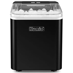 KUMIO Ice Machine Maker Countertop, 9 Bullet Ice Fast Making in 6-8 Mins, 26.5 lbs in 24 hrs, Self-Cleaning Portable Ice Maker Machine with Scoop and Basket, Black