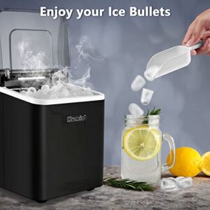 KUMIO Ice Machine Maker Countertop, 9 Bullet Ice Fast Making in 6-8 Mins, 26.5 lbs in 24 hrs, Self-Cleaning Portable Ice Maker Machine with Scoop and Basket, Black