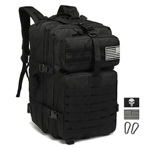 coscooa tactical military backpack for man, 50l waterproof army pack rucksack hiking laptop backpack 3 day bug out bag, includes two flags and two carabiner