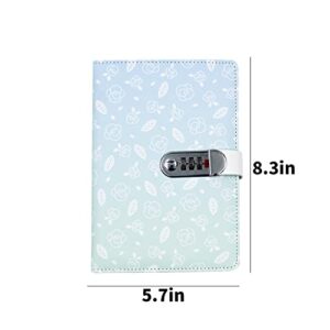 Pamayaneen PU Leather Password Lock Journal Dairy with Digital Lock for Women Girls Floral Password Notebook Locking Planner