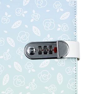 Pamayaneen PU Leather Password Lock Journal Dairy with Digital Lock for Women Girls Floral Password Notebook Locking Planner