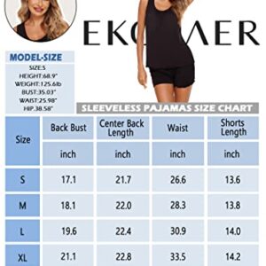 Ekouaer Pajamas Set for Women Wide Strap Lightweight Tank Top and Solid Shorts Casual Pj Sets Summer Pj Set (Cobalt Blue, S)