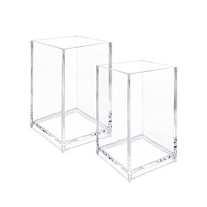 newkita 2 pack clear acrylic pencil pen holder cup, clear makeup brush holder, acrylic cosmetic brushes storage