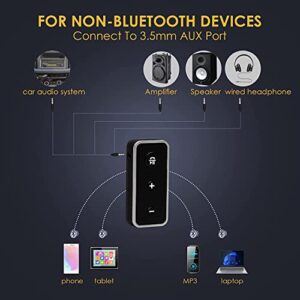 Wireless Bluetooth Aux Car Adapter - Portable Mini Bluetooth Lossless Music Receiver Transmitter with Microphone and Hands-Free Call for Home Stereo | Car Audio | Headset | TV, Fast Charging