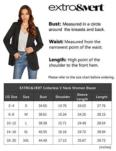 EXTRO&VERT Blazer Jackets for Women Single Button Long Sleeve Patch Pocket Suit for Work Casual White