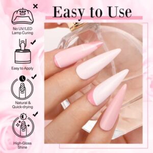 AZUREBEAUTY Dip Powder Nail Kit, 4 Colors Gentle Nude Pink Neutral Skin Dipping Powder System Liquid Set Recycling Tray with Base & Top Coat Activator for French Nail Art Manicure Salon DIY at Home