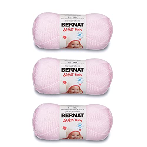 Bernat Softee Baby Pink Yarn - 3 Pack of 141g/5oz - Acrylic - 3 DK (Light) - 362 Yards - Knitting/Crochet