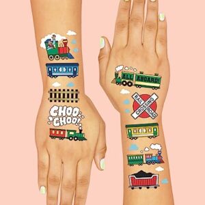 xo, Fetti Train Party Supplies Temporary Tattoos for Kids - 48 Styles | Trains Birthday, Choo Choo Party Favors, Railroad Decorations