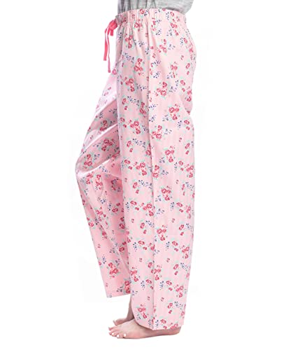 Hanes Women's 2-Pack Solid and Pattern Sleep Pajama Pant Set, Navy and Floral, Large