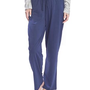 Hanes Women's 2-Pack Solid and Pattern Sleep Pajama Pant Set, Navy and Floral, Large