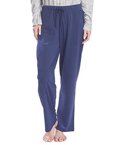 Hanes Women's 2-Pack Solid and Pattern Sleep Pajama Pant Set, Navy and Floral, Large