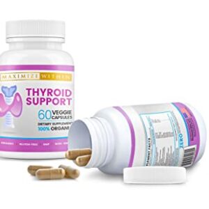 Maximize Within Thyroid Support Supplement for Women & Men - Focus, Mental Clarity & Energy with Ashwagandha Iodine Zinc Kelp Vitamin B12 L Tyrosine Selenium Copper Bladderwrack- 60 Count